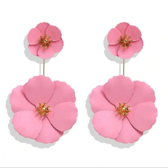 For Love And Lemons Blossom Pink Flower Earrings - Picture 1 of 9